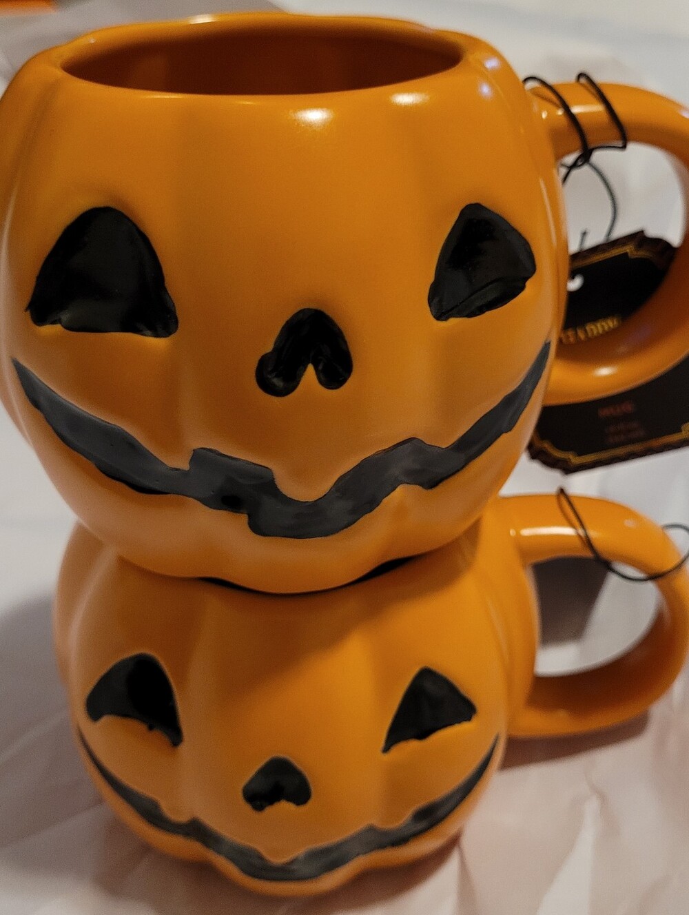 Happy Halloween Coffee Mug Pumpkin Jack-O'-Lantern Ceramic Mugs - Orange & Black